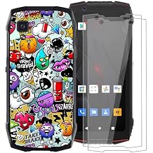 Phone Case for Cubot King Kong Mini 3 4.50 Inches with 2 Pack Tempered Glass Protective Film, Black Soft TPU Bumper Shockproof Silicone Cover for Cubot King Kong Mini 3 - Cartoon