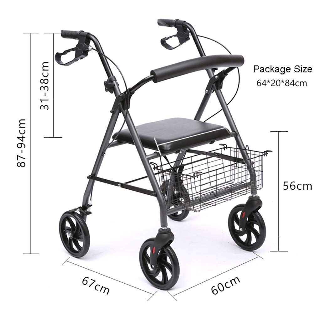 Chodzik, aluminiowy składany wózek ułatwiający poruszanie się/walker/rollator/wózek na zakupy z siedzeniem i hamulcem ręcznym wąska rama do chodzenia little surprise