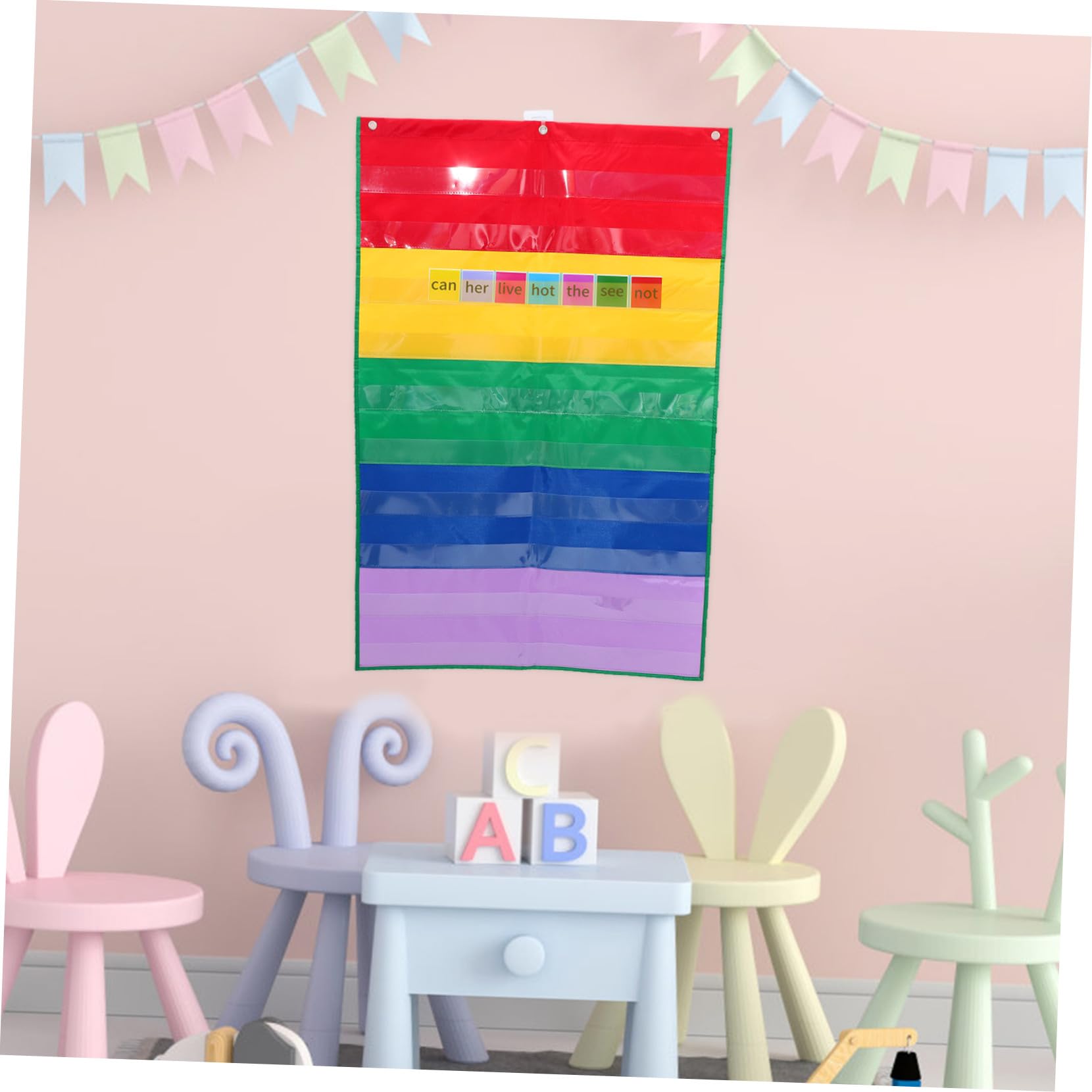 TEHAUX 3piezas Organizador De Bolsillo Para Aula Carteles De Estudio Soporte De Tarjetas Colgante Para Clases Diseño Práctico Para Tarjetas De Aprendizaje y Accesorios De Oficina Para