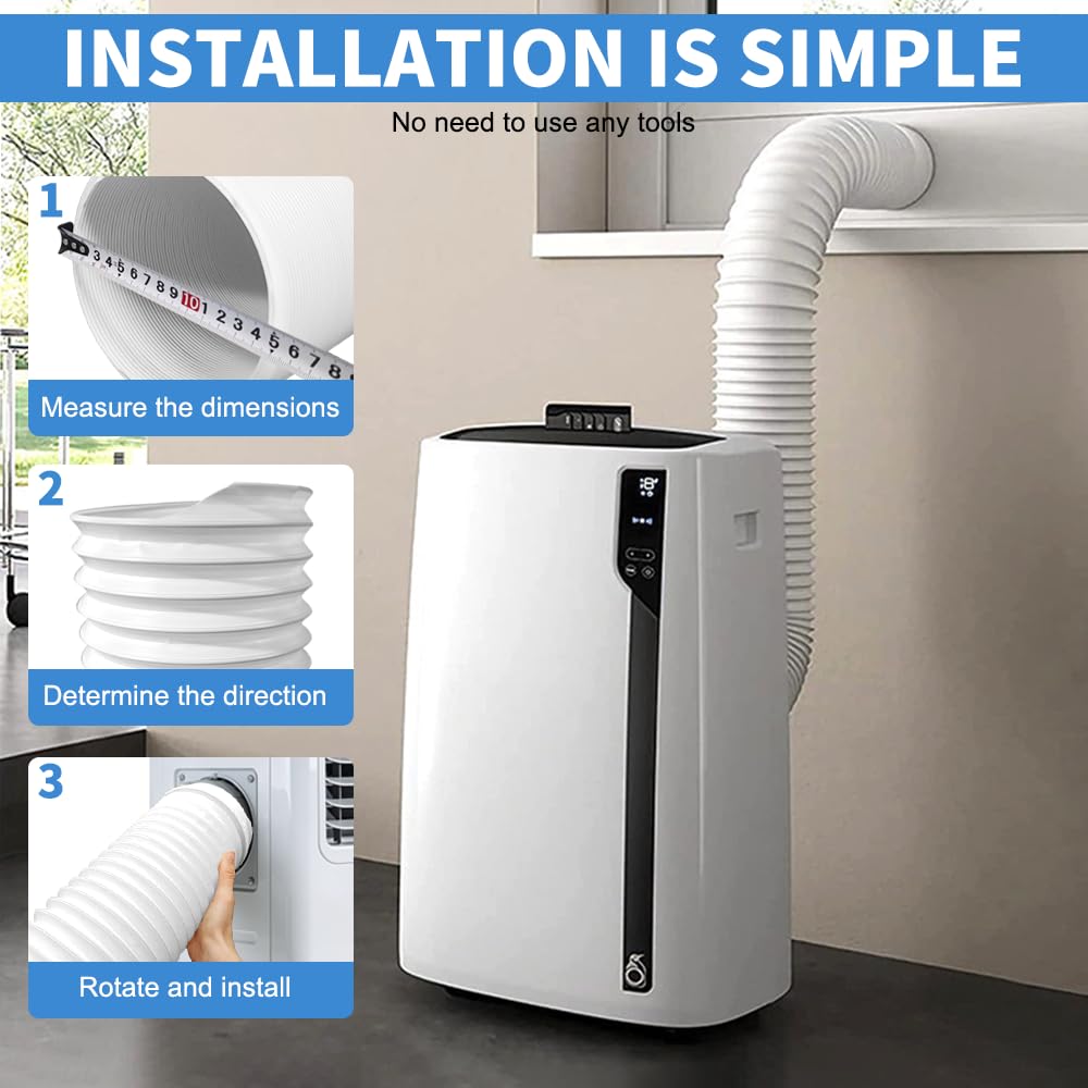 Tubo di Scarico Condizionatore,Tubo Condizionatore Portatile Con Adattatore,Estensibile Mobile,Diametro 150mm,Per Deumidificatori,Condizionatori,Asciugatrici,Ventilatore di scarico (2m)