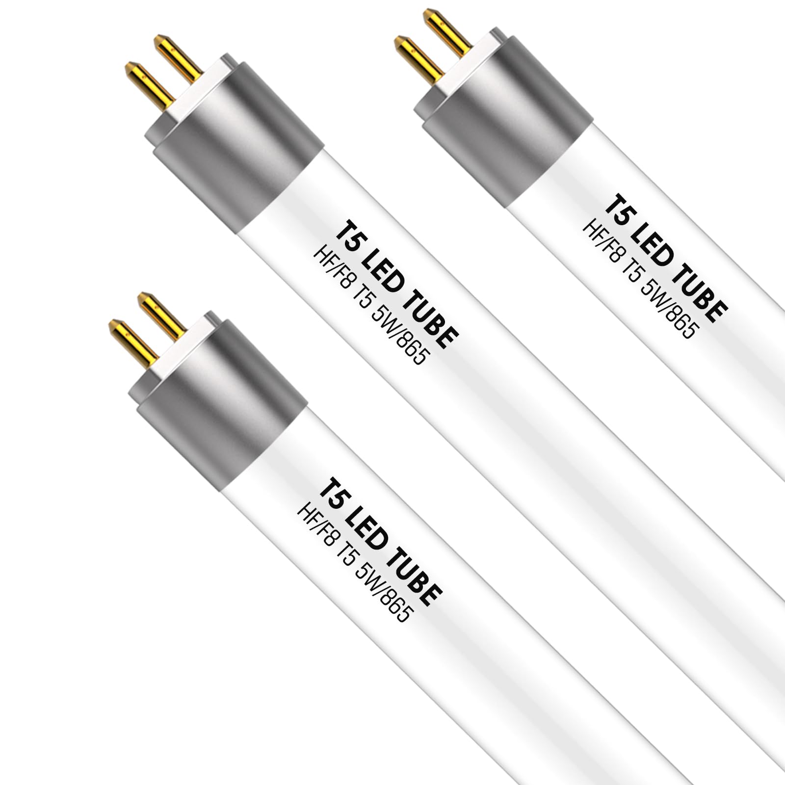 IHYCTV LED Tube T5 288 mm, 5 W, 685 lm, EVG Compatible Retrofit for 8W Fluorescent Tubes, 6500 K Daylight, G5 Cap, Pack of 3