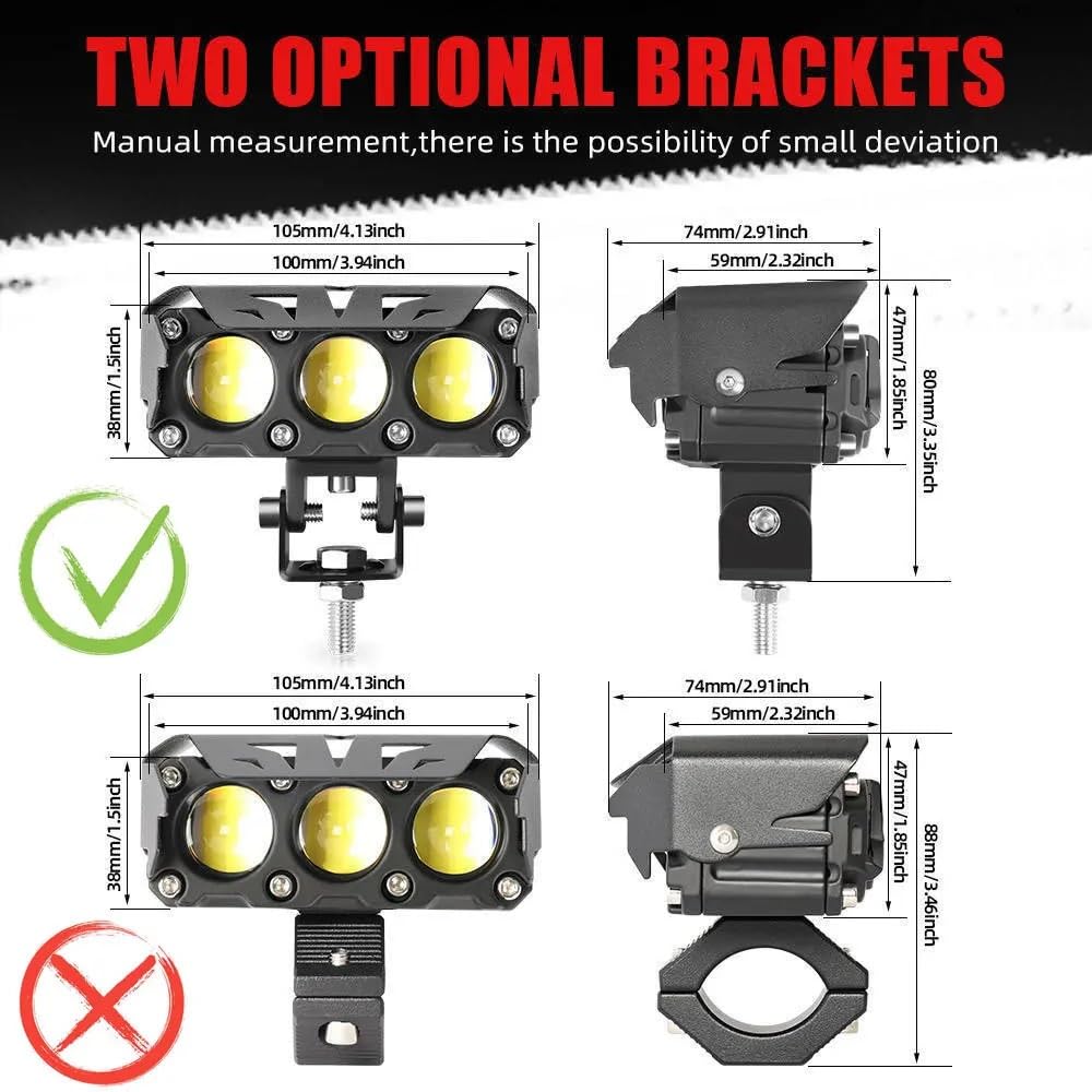 Fari Super Luminosi Faretti A LED Per Moto Proiettori Per Fari Per Auto Lampadine Lampada Automatica Lente Per Lampada A Doppio Colore Spot Nebbia Luce Ausiliaria 200W(2 PCS White Yellow)