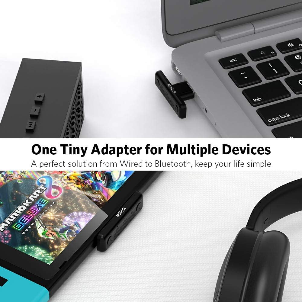 1Mii Bluetooth Adapter for Nintendo Switch/PC/PS5/Laptop, Wireless Audio Bluetooth 5.0 Transmitter aptX Low Latency for Bluetooth Headphones Earbuds Speakers Only
