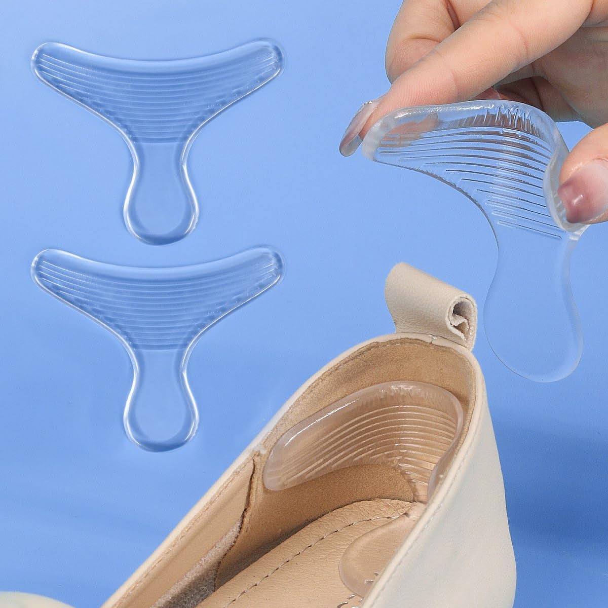 FifthNest Transparent Heel Grip Pads for Women | Silicone Non Slip Heel Stickers for Loose Shoes | Self Adhesive Invisible Heel Cushion Pads for Comfort and Daily Wear | 1 Pair