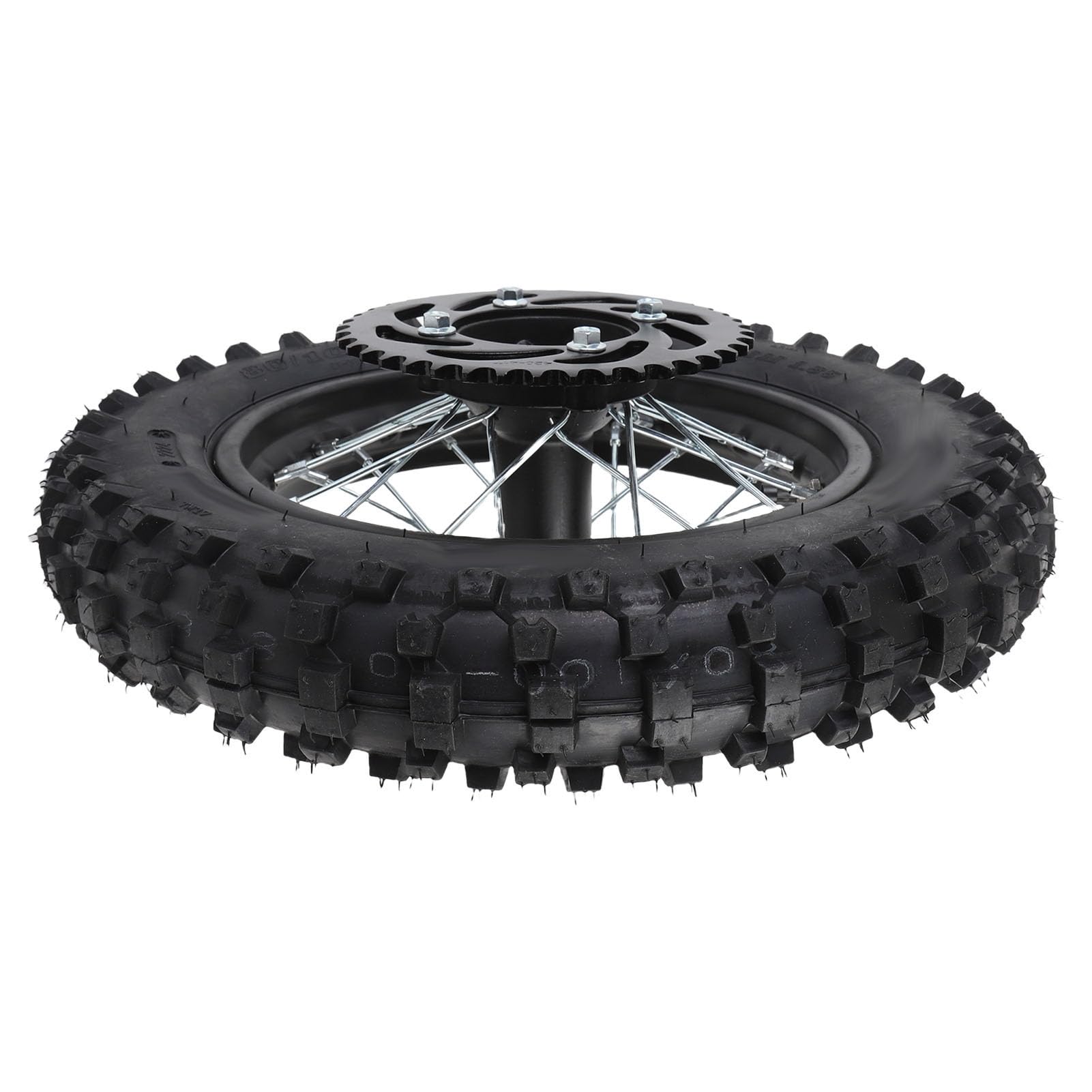 Keenso Conjunto de Neumático de Llanta de Rueda Trasera de 10 Pulgadas, 80 100 10 3.00 10 Diseñado con Precisión para Motos de Cross, con Eje de 12 Mm, Rotor de Freno de 190 Mm, Piñón