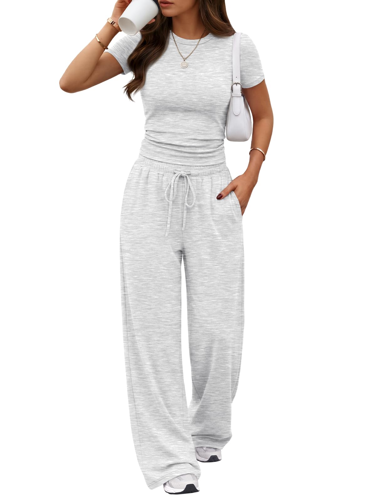 Photo 1 of [DIRTY] Trendy Queen Womens 2 Two Piece Set 2026 Summer Workout Vacation Gym Clothes Fall Fashion Lounge Matching Airport Travel Outfit Resort Wear Fitness Athleisure Clothing