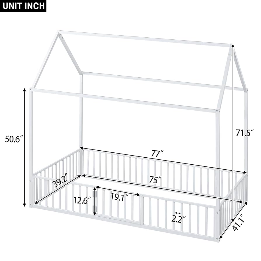【Maison de Apple】ベルベットシャララベッド★3color★Lsize Amazon.com: Bellemave Twin Floor Bed with Door and Fence