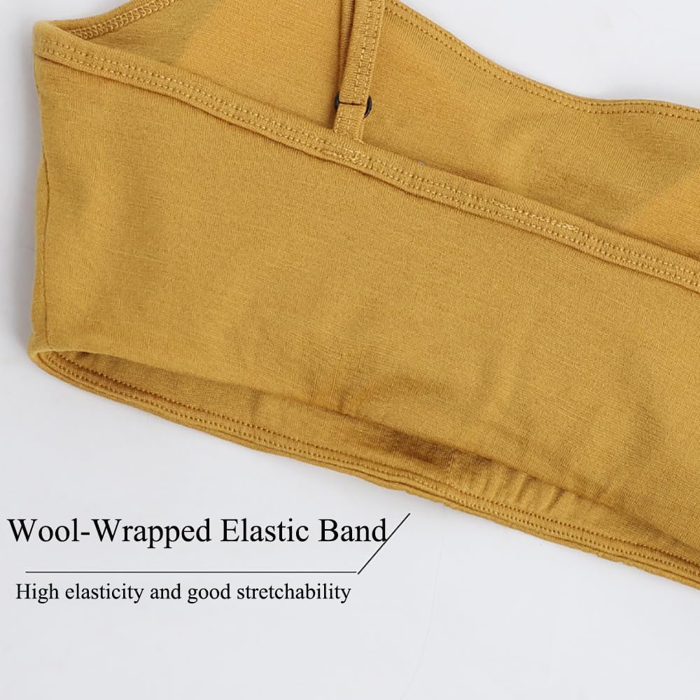 Women’s Merino Wool Spaghetti Strap Pullover Bra - Wireless Triangle Bralette with Removable Pads,Comfort Bra - Image 3