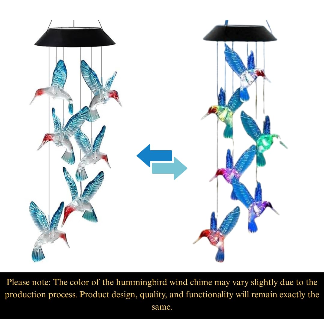 Solar Hummingbird Wind Chimes - LED Garden Lights -5