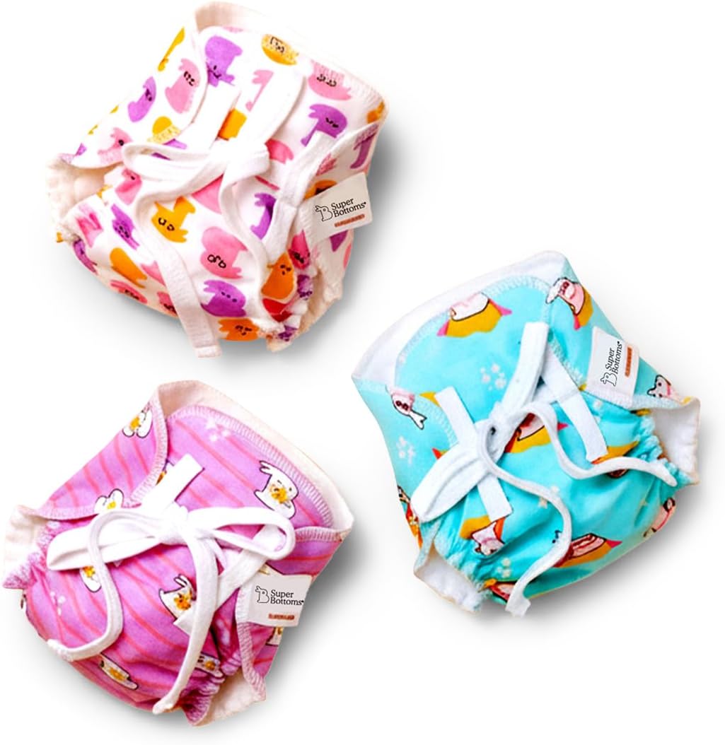 superbottoms First Love Dryfeel Langot For Newborn Baby|No Mess Langot|Premium Cotton Padding (No Sponge)|Ultra-Soft|Mess-Free Diaper-Free Time |0-9M|(Bummy World,Pack Of 3,Small),1 Count