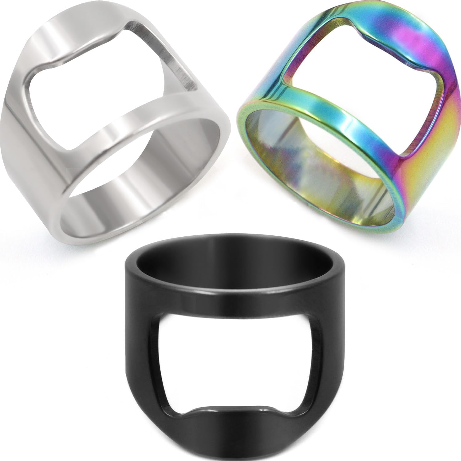 GreatStyler Bottle Opener Rings for Men 3pcs Beer Opener
