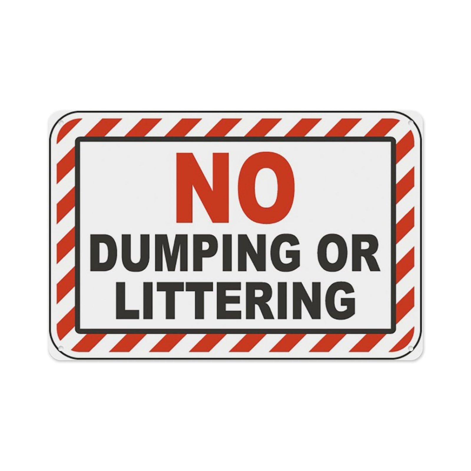 Peiyeety A01 No Dumping Or Littering Sign Aluminum Tin Warning Signs For Home Outdoor Garden 8X12 Inches