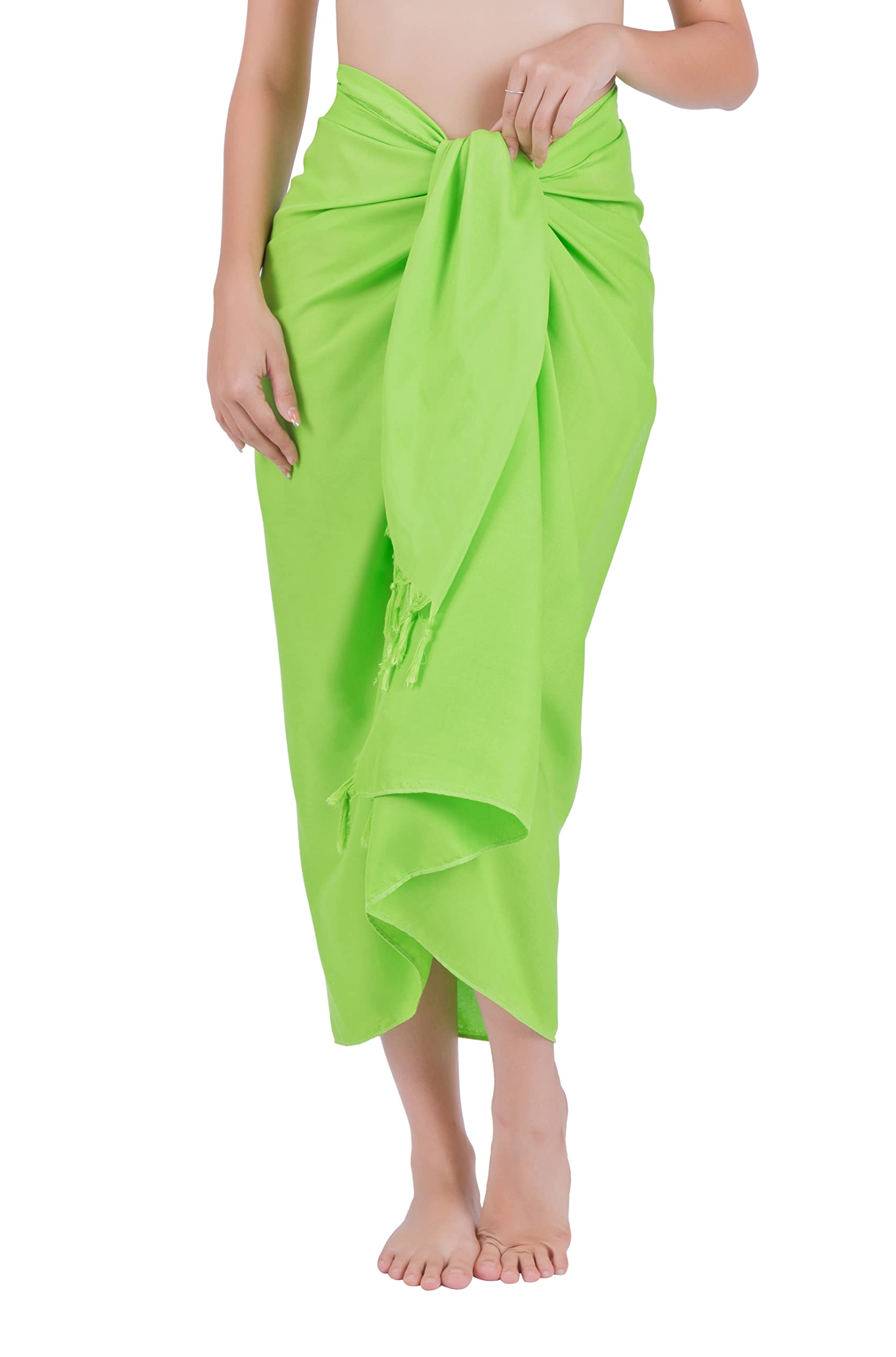 Chainupon Women's Green Beach Pareos Sarong Sheer Long Swimsuit Cover Ups Bikini Wrap Skirt (Green)