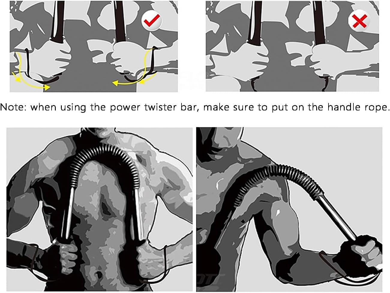 HAOYING Gold Power Twister Bar Arm Shoulder Upper Body Chest Builder Strengthener Spring Exercise Bicep Blaster 20 kg - 110 kg