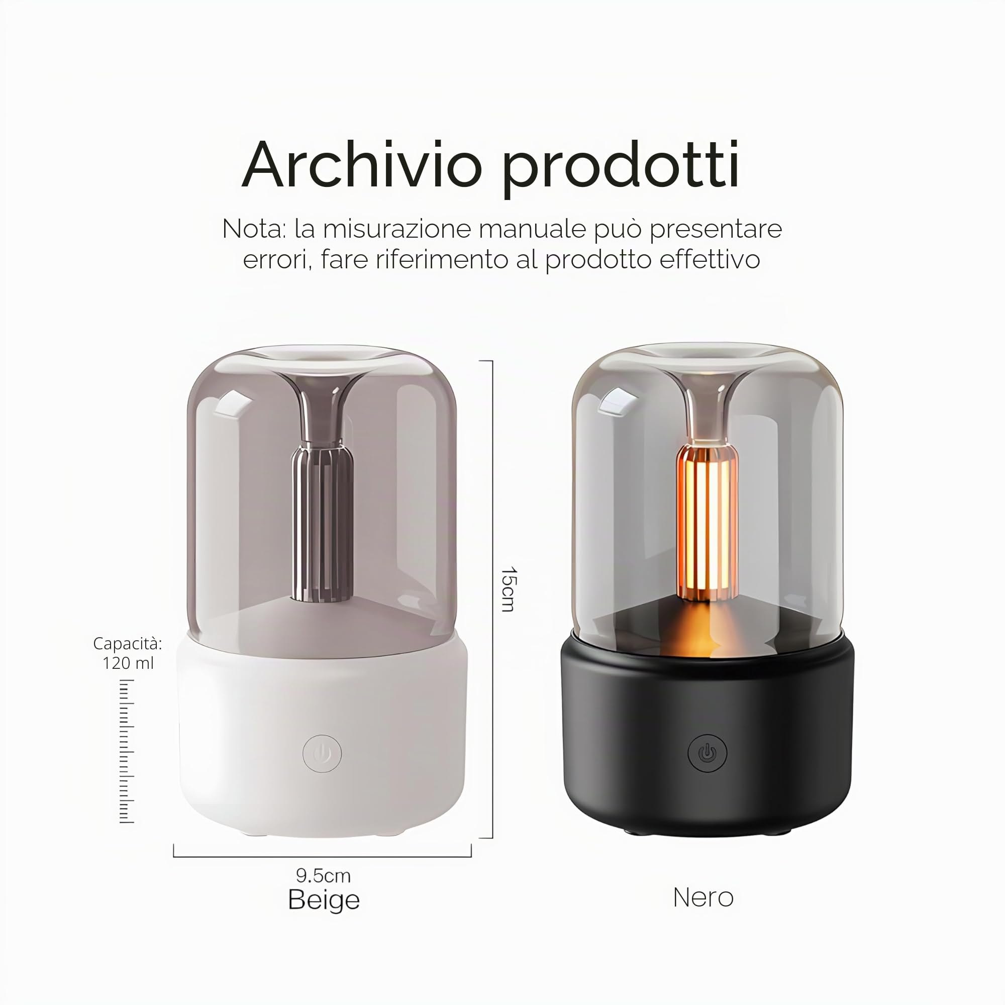 ALMA® Diffusore e Umidificatore di Aromaterapia con Lampada Integrata – Diffusore di Oli Essenziali da 120 ml, Tecnologia Ultrasonica, Nebbia Fresca e Design Elegante per Qualsiasi Ambiente