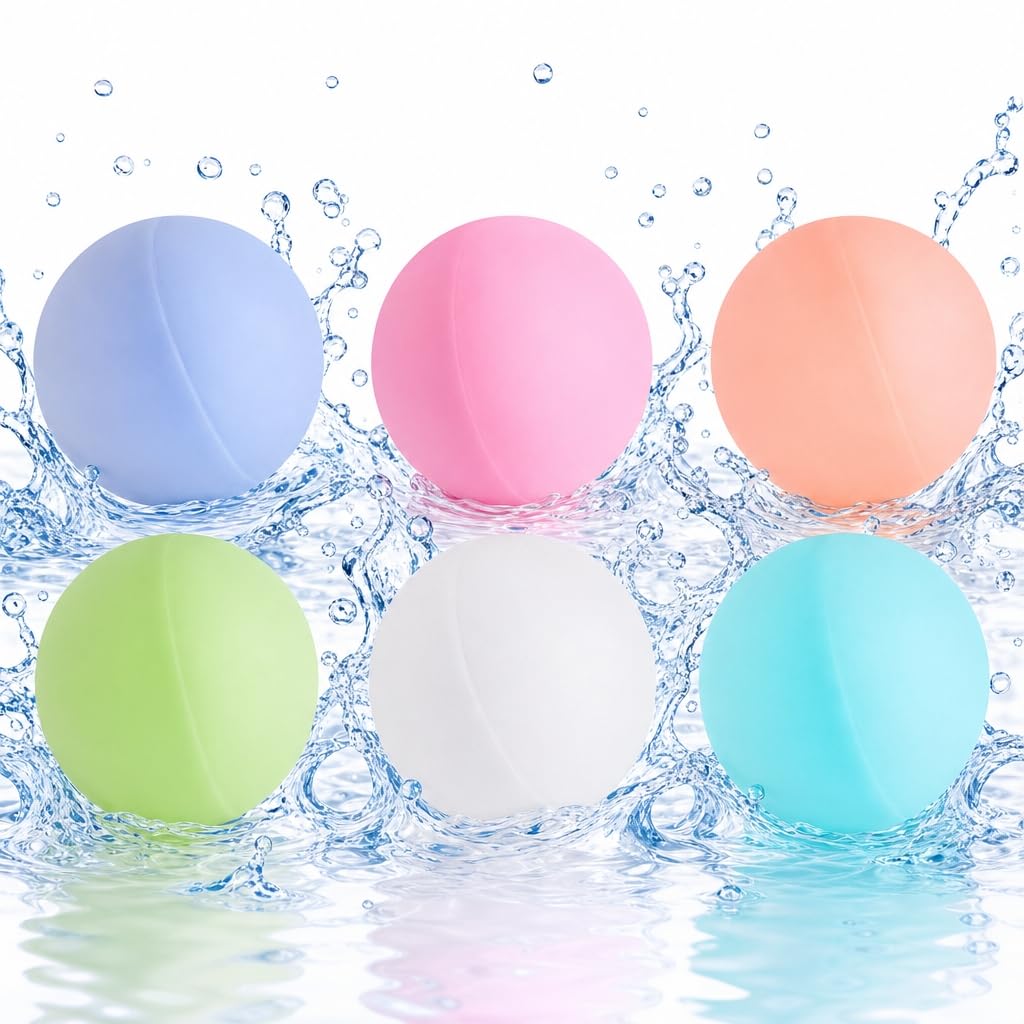 6 PCS Reusable Water Bombs, Magnetic Water Balloons,Reusable Water Balloons, Outdoor Cooling Supplies, Garden Beach Pool Summer Leisure Activities, Team Building Water Games