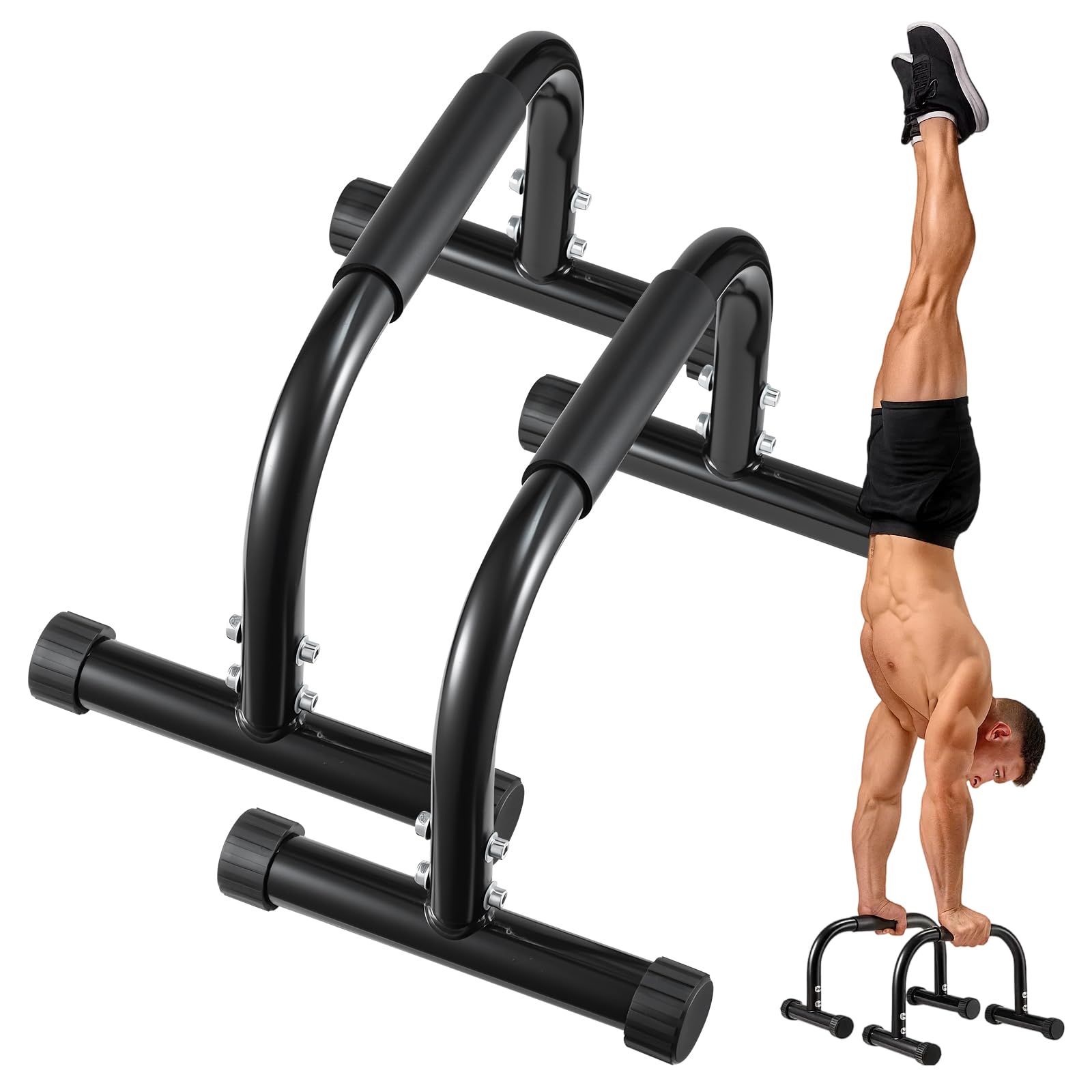 Youyijia Parallettes Bars Heavy-Duty Push Up Bars 10.2 in High for Handstands, Full Planche & Dips Calisthenics Equipment