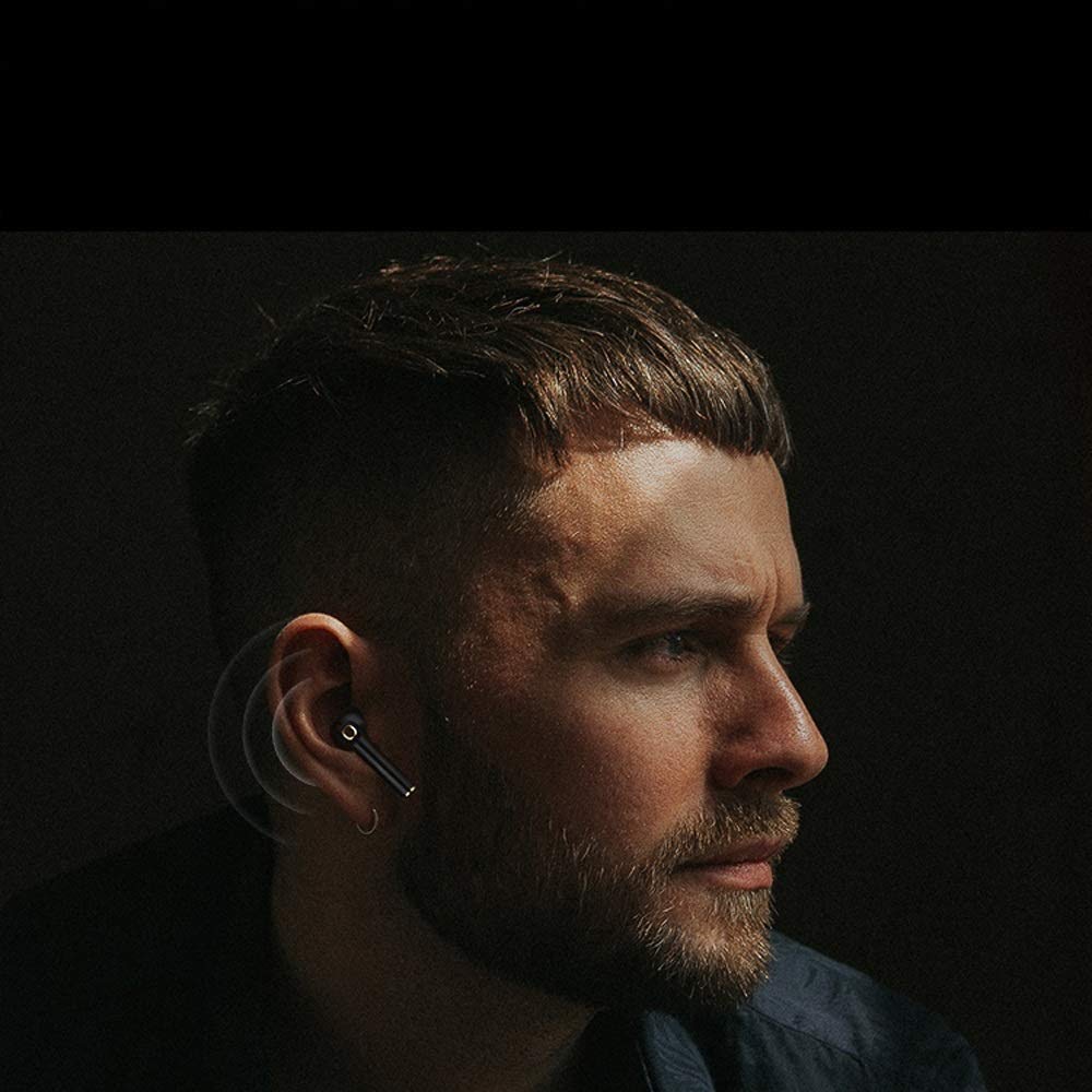 JOASIS Écouteurs intra-auriculaires sans fil Bluetooth 5.0 avec micro antibruit, contrôle tactile, écouteurs stéréo TWS Bass avec étui de chargement sans fil