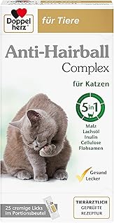Doppelherz Anti-Hairball Complex für Katzen – Mit wertvollen Faserstoffen und Ölen zur Unterstützung der Verdauung bei Haarballen – 25 cremige Licks product image