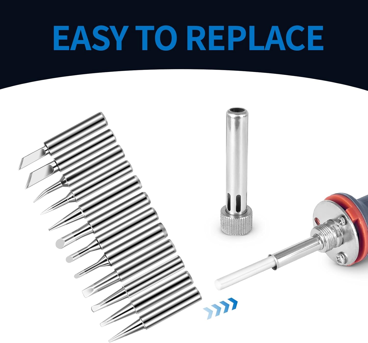 900M Soldering Iron Tips 12 Pcs, Replacement Solder Tips Compatible with HAKKO, Atten, Quick, Aoyue, Vastar, Ryobi