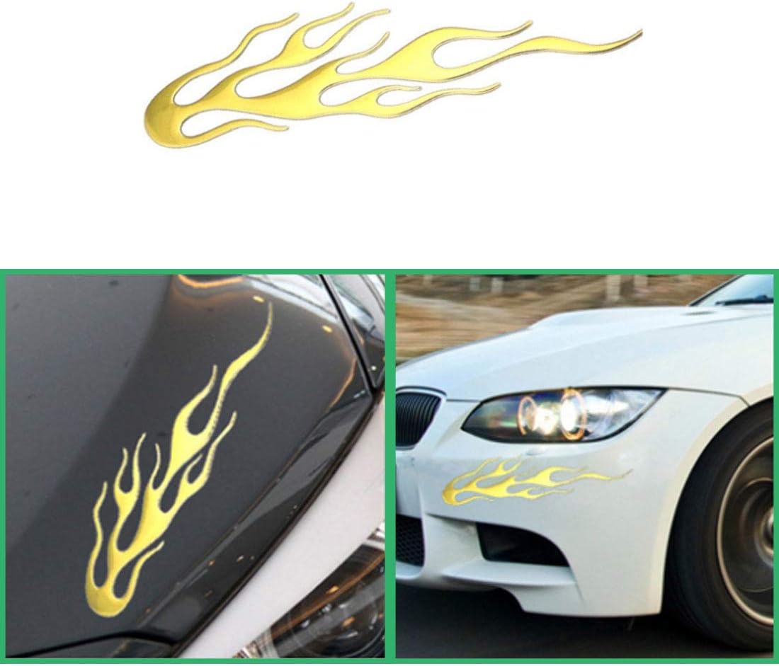4 Pack Flame Decals, Simulation Red Yellow Flame Sticker Fits for All Car Motorcycle Decor, 2.36x7.87inch