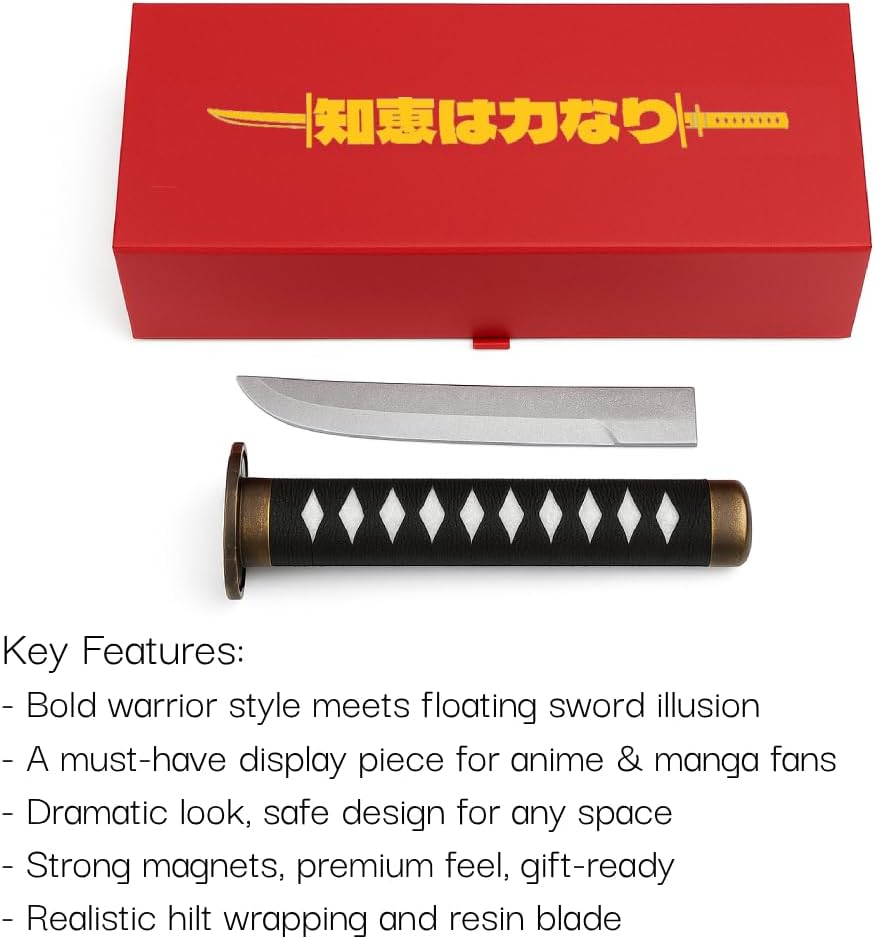 Novelty Katana Bookends – Decorative Anime Bookends for Shelves, Funny Unique Sword Book Stoppers, Anime Gifts for Men and Book Lovers
