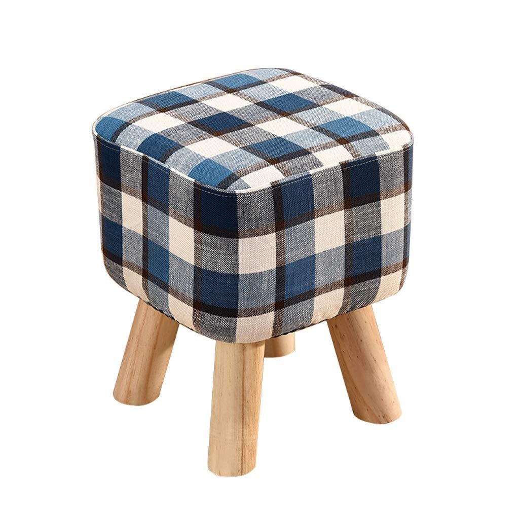 Chaise repose-pieds en bois massif avec assise matelassée haut de gamme bleu