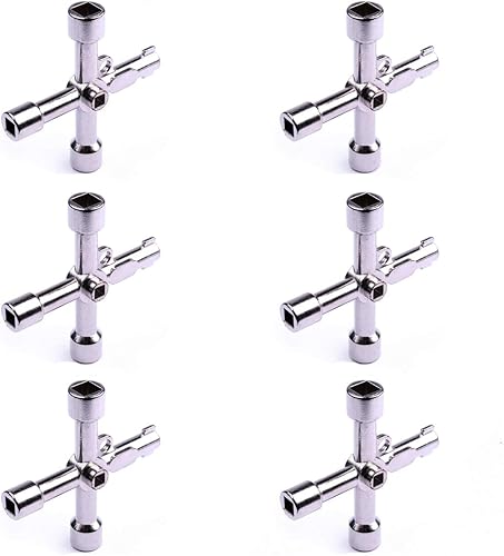 Miniatura 9 de Llave de gabinete eléctrica, llave de 4 vías 4 en 1, llave cruzada de triángulocuadradopanel para grifo, medidor de gas, válvula, espigas, apertura