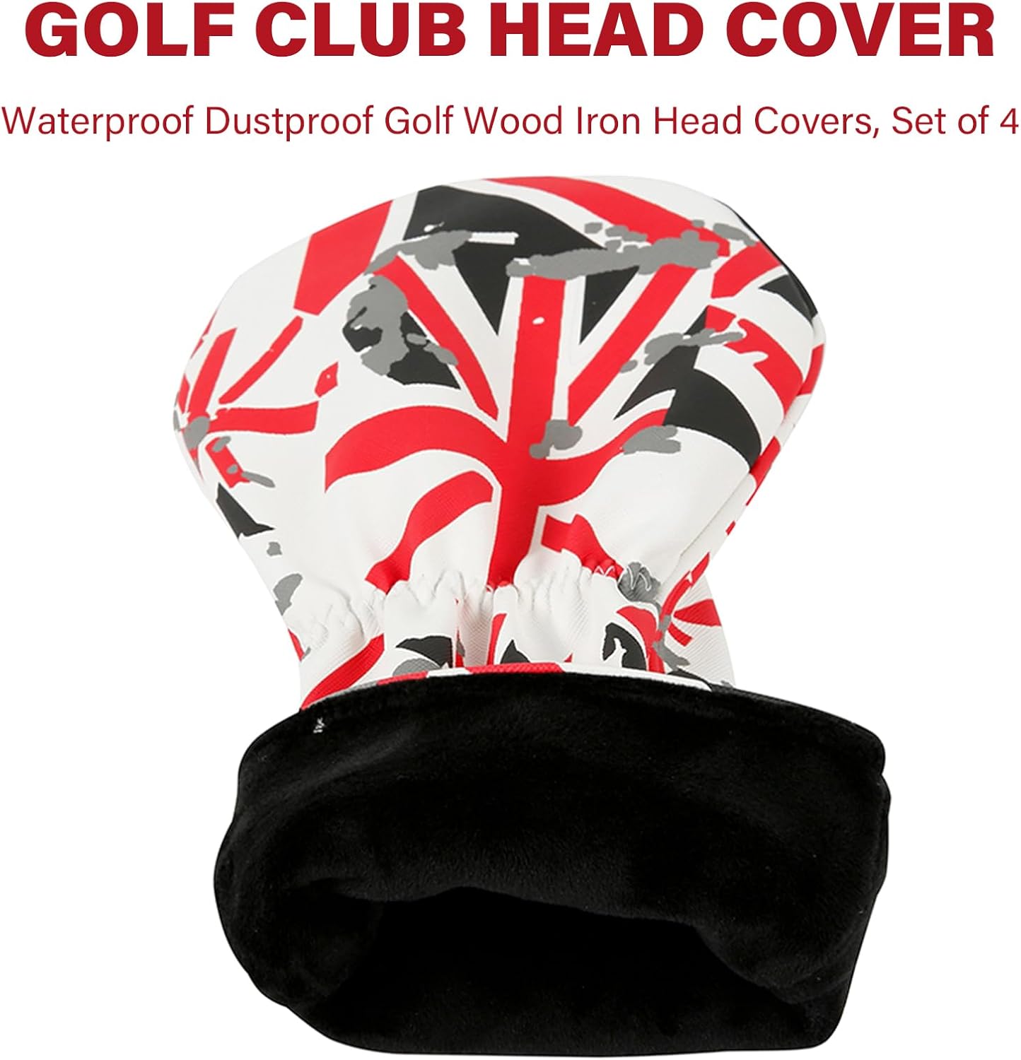 4Pcs British Flags Wood Headcover Waterproofs PU Leather Golfs Club Head Cover Replacement Driver Headcover Fairway Wood Head Cover