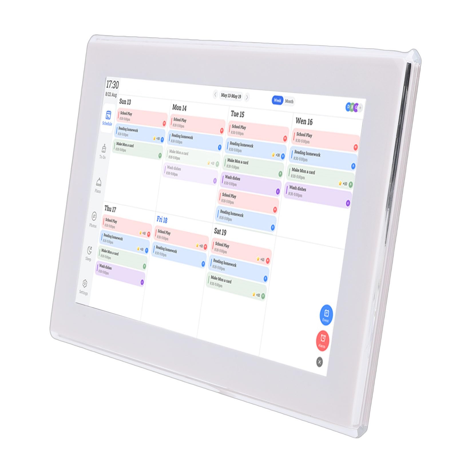 Calendario Digitale Intelligente da 10,1 Pollici HD 1 GB e 32 GB con Touch Screen LCD, Pianificatore Elettronico con Display Interattivo WiFi con APP per la Famiglia Bianco, (Spina europea)