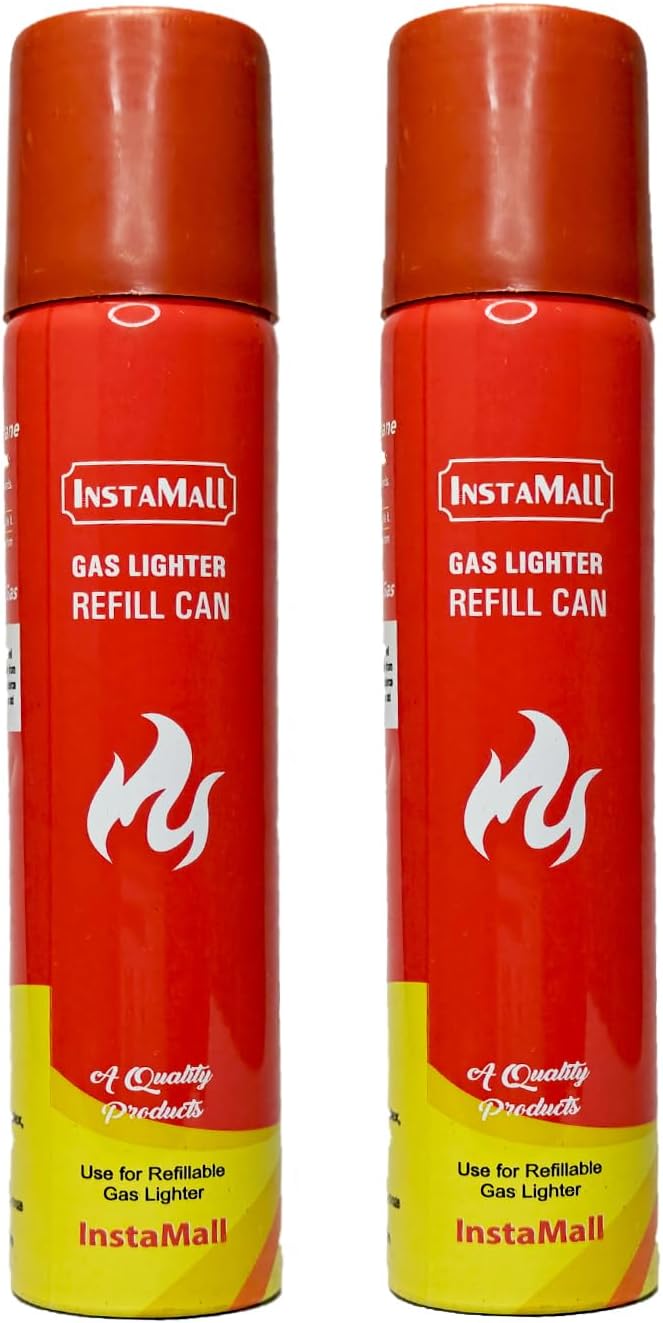 Instamall Aluminum Gas Lighter Refill Can, 100 ML, Red, Pack of 2