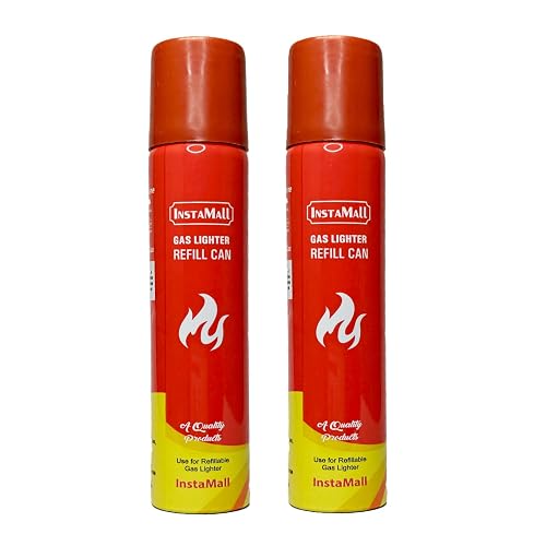 Instamall Aluminum Gas Lighter Refill Can, 100 ML, Red, Pack of 2