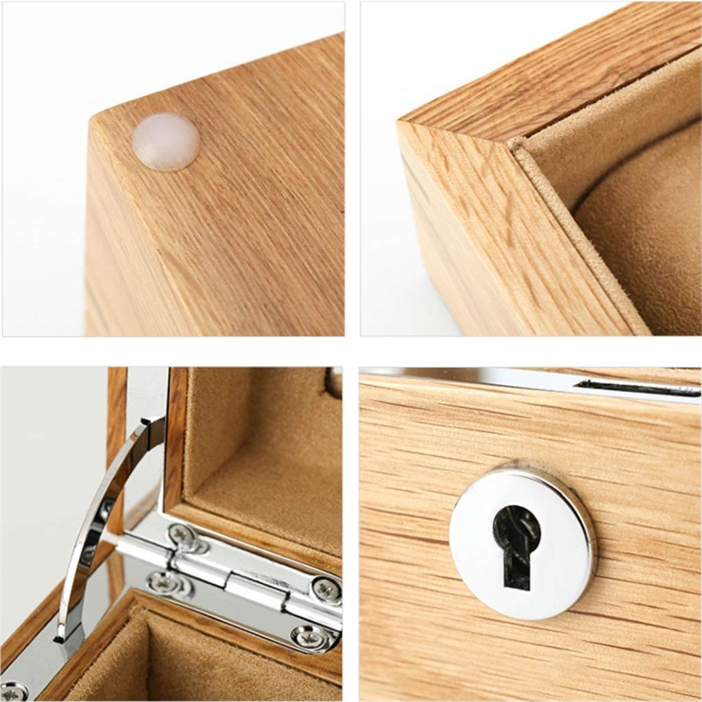 Uhrenbox, Schmuckaufbewahrung, Holz-Uhrenvitrine, 10 Fächer, abschließbare Uhr, Schmuckaufbewahrung, Organizer, Gehäuse, Armbandablage, Kissen, Handgelenkhalter, Holzfarbe/braunes Futter, 30 x 21,5 x