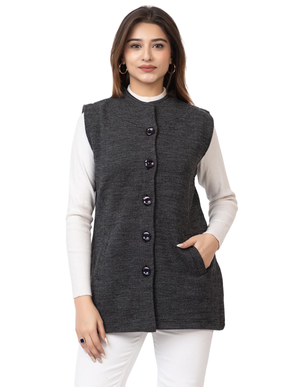 twenty me Winter Wear/Casual Wear/Outdoor Wear/Wool Blend/Round Neck/Solid/Sleeveless Nehru Jacket(4228)-picture-38