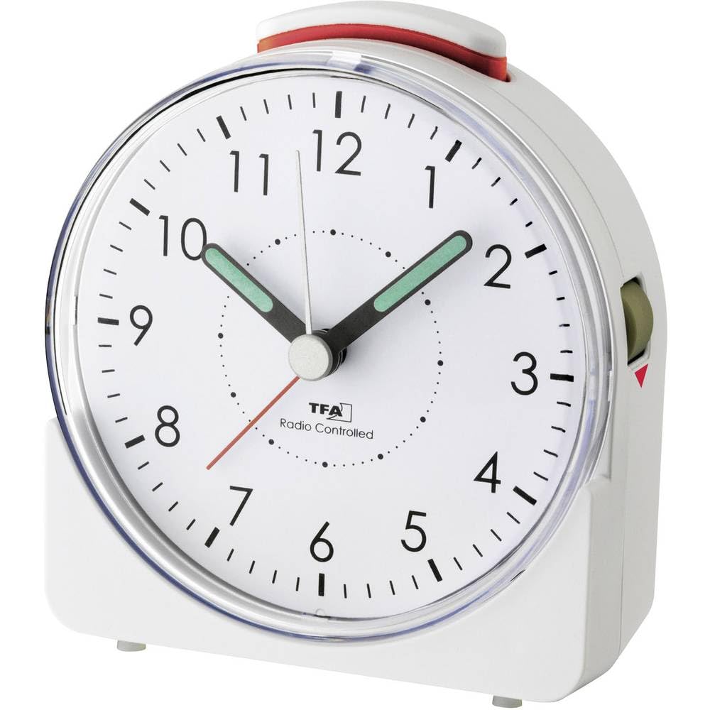TFA Dostmann 60.1513.02 Analogue Alarm Clock, Plastic, white, 10.2 x 4.6 x 11 cm