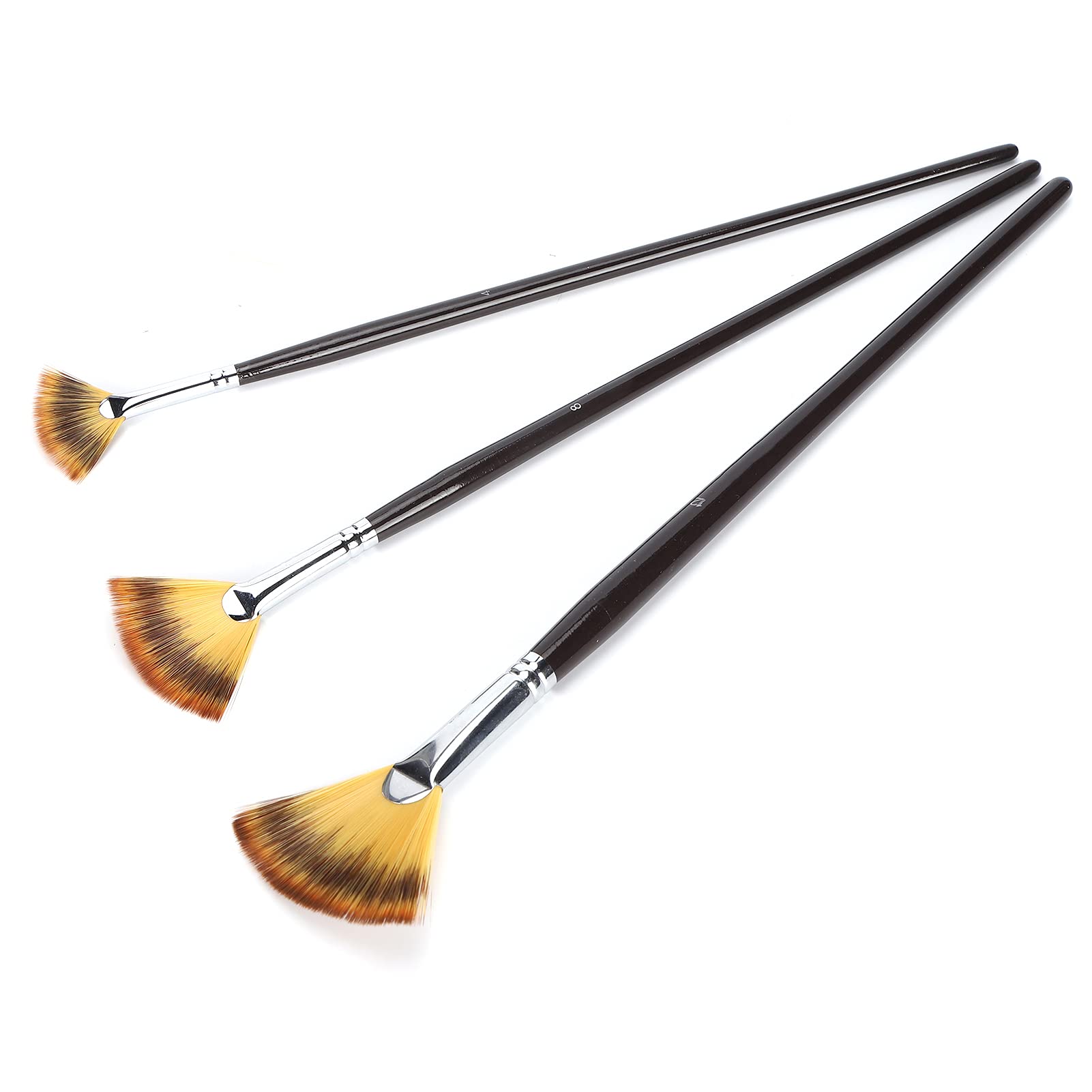 3pcs Fan Shape Painting Brushes Nylon Hair Watercolor Paint Brush Set with Wooden, Multifunctional Accessory For Home Use
