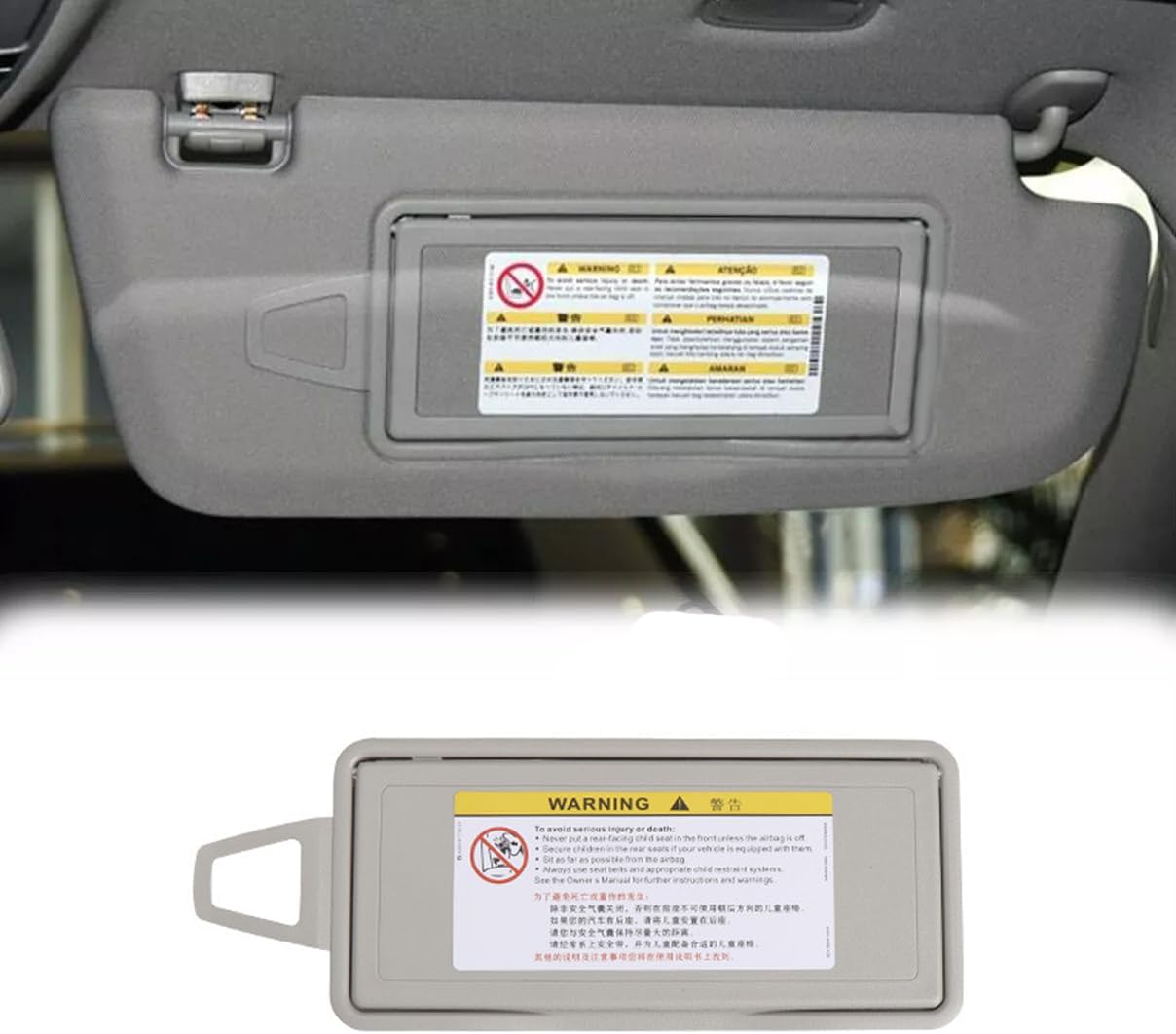 Sun Visor Mirror Frame Cover for Mercedes-Benz S-Class W220 1998 1999 2000 2001 2002 2003 2004 2005 (Grey, Right)