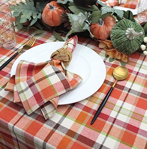 Cotton Craft 62690 Harvest Plaid Cloth Napkin - Set Of 12 Pure Cotton Dinner Napkins - Everyday Fall Halloween Thanksgiving Holiday Party Table Napkin Gift - Reusable Napkin thumb #6