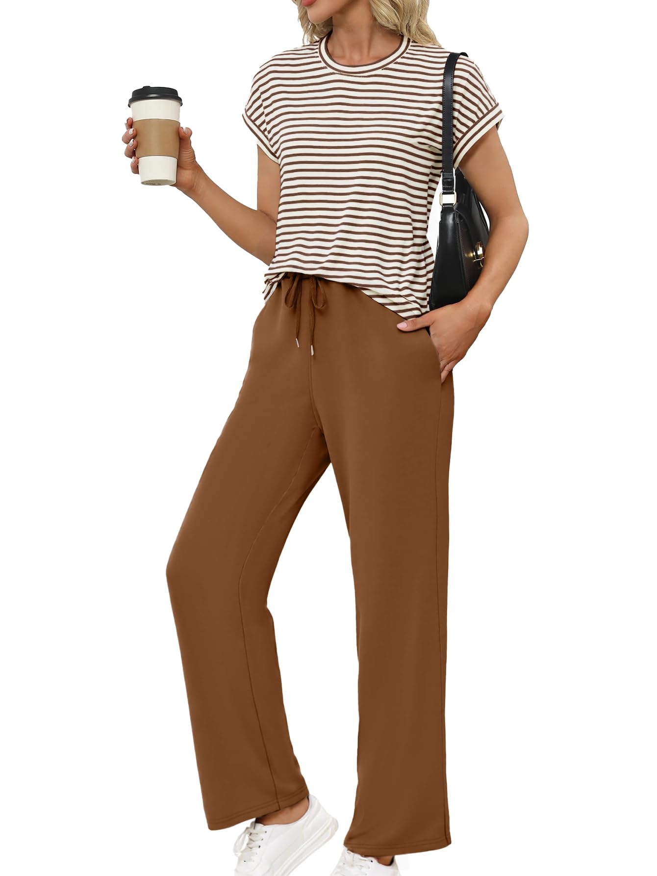 Glamaker Women's 2 Piece Sets Striped Summer Outfits