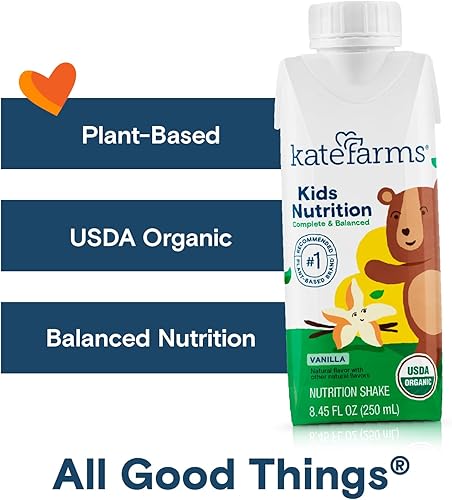Miniatura 3 de KATE FARMS Organic Kids Nutrition - Batido de vainilla de 0.32 onzas de proteína, 27 vitaminas y minerales, reemplazo de comidas, sin gluten, sin