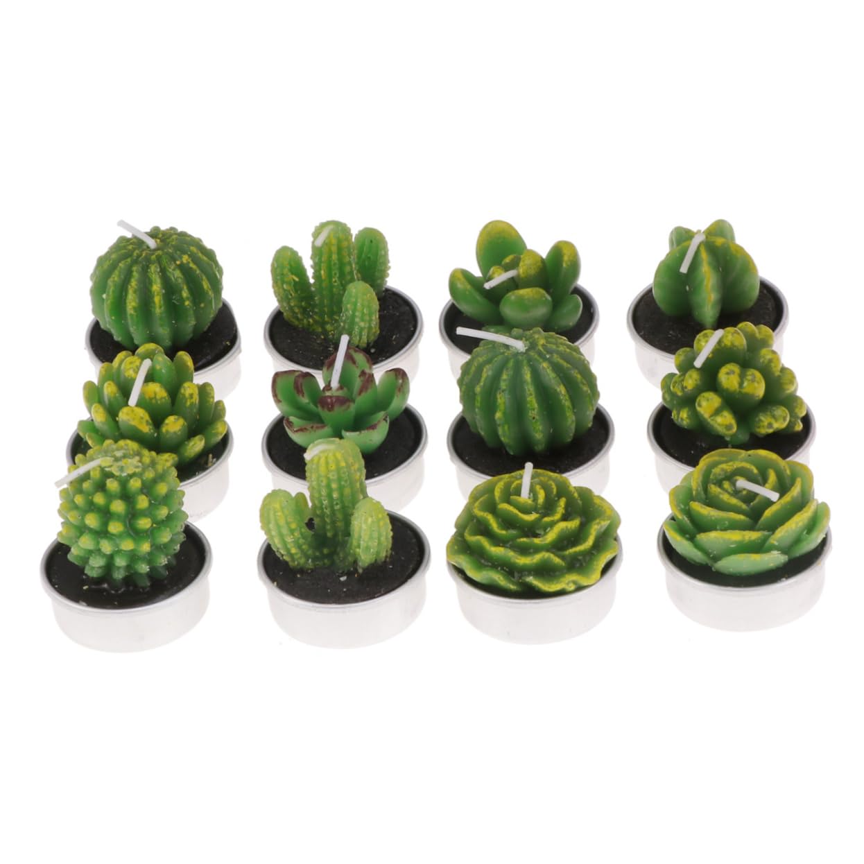 FUNOMOCYA Succulent Tealight Candles Set 12 Pieces Plant Decorative Candles for Home Wedding Tealight Holders No Smoke