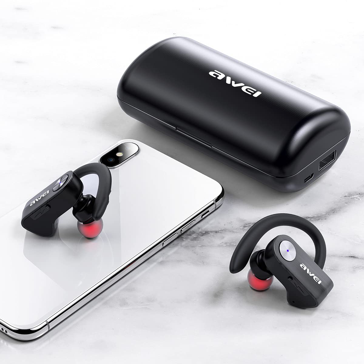 True Auricolari Wireless, Cuffie Bluetooth Ad Alta capacità con Microfono, Cuffie Audio Stereo HiFi Bluetooth, per Gym Workout in Esecuzione