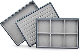 Woodten おしゃれトレースタック式PUジュエリートレイ レザー6区画イヤリング指輪カフスディスプレイ 収納アクセサリートレイ高級 おしゃれ（P06602）