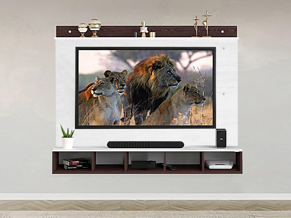 The Good Luck 32 to 65 Inches Engineered Wood Wall-Mount TV Unit with Back Panel (Back White Board, 32-55 Inches Without Fitting)-image-11