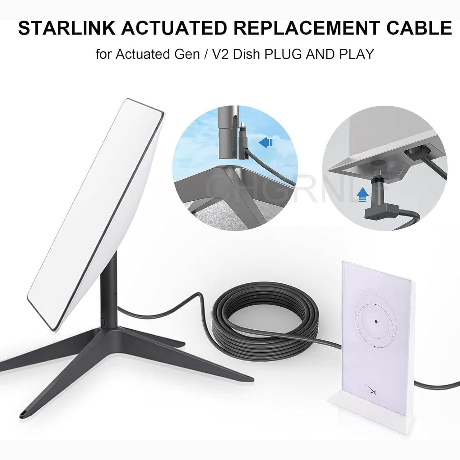 Marhynchus Stable Extension Cable Waterproof Replacement Cable with End Caps 147.6FT Grey for Rectangular Satellite V2