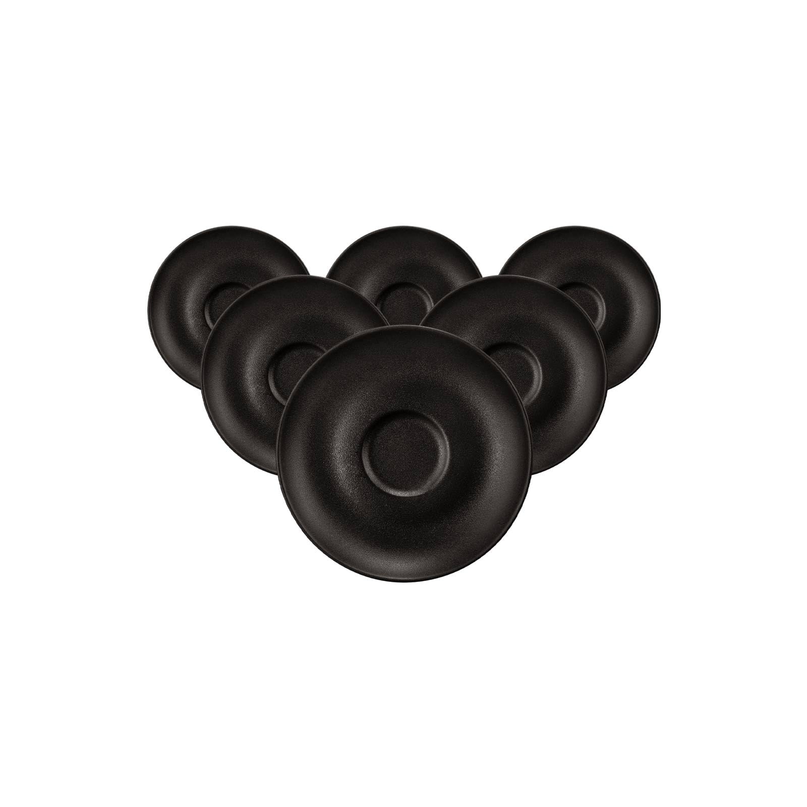 Seltmann Weiden Liberty Velvet Black Espressountertassen 6er Set, 12 cm, Runde Untertassen mit mattem Finish, Spülmaschinen- und Mikrowellenfest, Porzellan, Schwarz