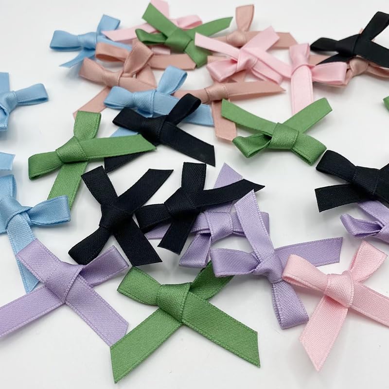 100 Stück Mini Satin Schleifen Set - 1 Cm Bunte Bastelschleifen Für Nähen, Hochzeitsdeko & Geschenke - Mehrfarbig
