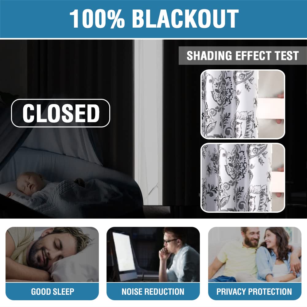 Amazon｜H.VERSAILTEX 100%遮光カーテン 長さ84インチ ペイズリー 花柄