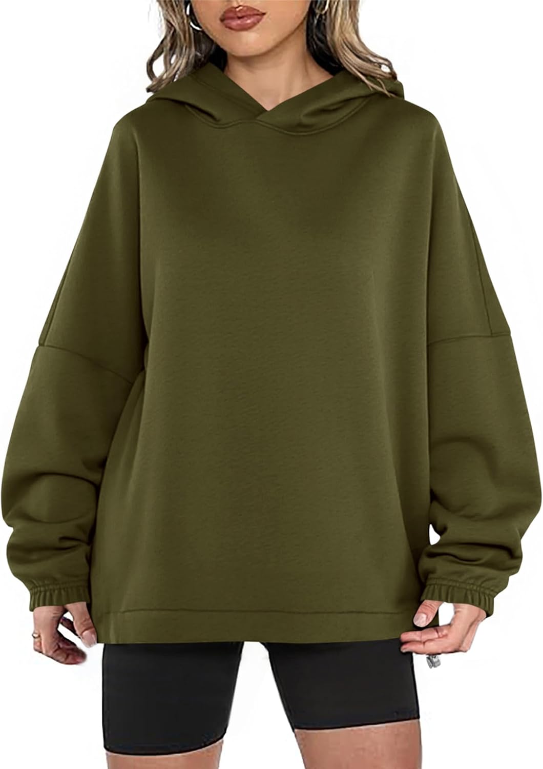 Hoodies For Women 2025 Fall Fashion Hooded Oversized Sweatshirt Long Sleeve Fleece Pullover Trendy Winter Clothes(Army Green, Medium)