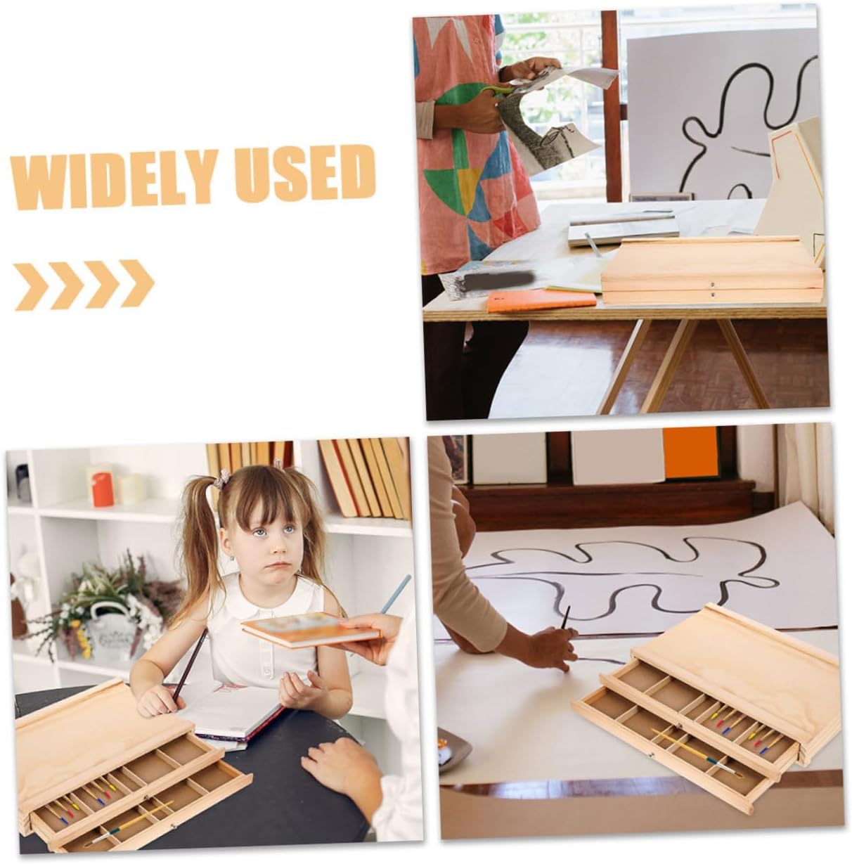 Wooden Artist Supply Storage Box with Multiple for Painting and Sketching Tools Portable Art Supply Organizer for Outdoor and Studio Use